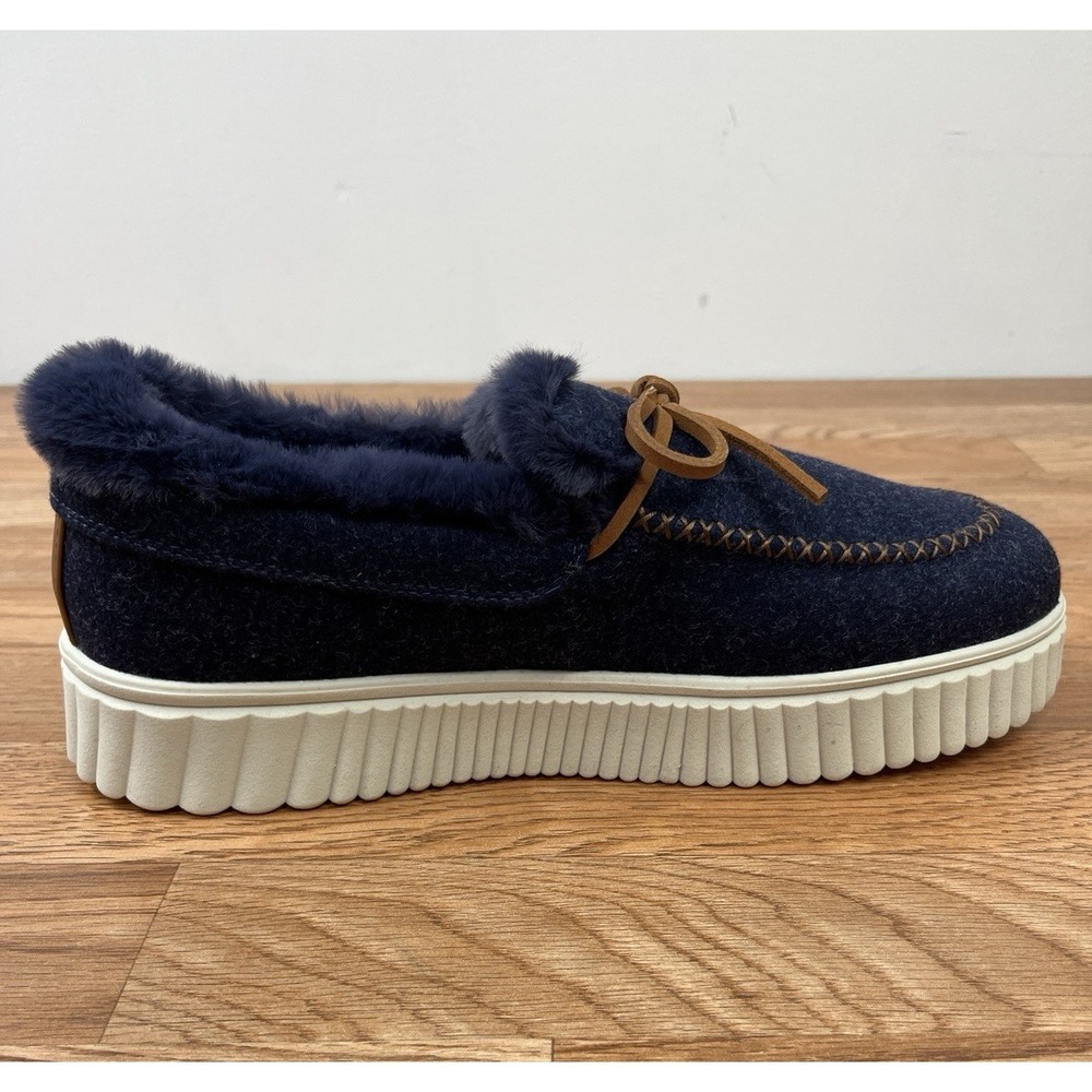 Skechers Cozy Ojai Moccasin Slippers in Navy Women's Size 11 Wide Fit NEW - Picture 7 of 11